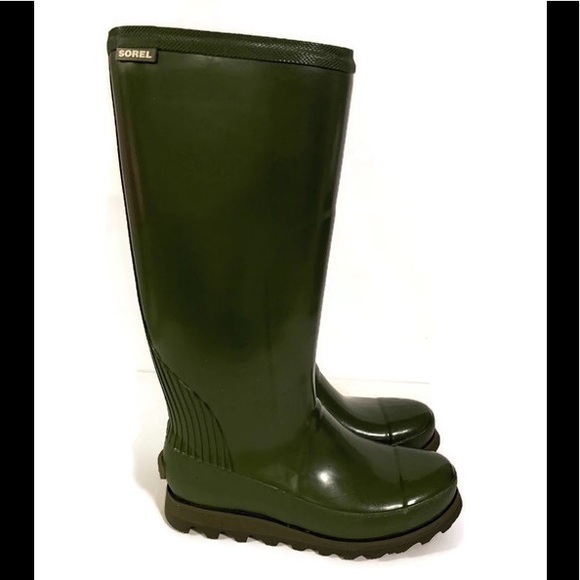 Sorel Shoes - Sore Joan Rain Tall Gloss Waterproof Green